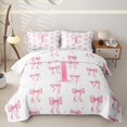 thumbnail image 2 of Manfei Girly Bowknot Twin Quilt Set For Kids,Pink Cute Letter T Initial Print Twin Coverlet Set,2 Pieces, 2 of 7