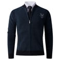 thumbnail image 2 of YueHuiYing Men Casual Fashion Zipper Cardigan Stand-up Collar Pocket Elasticity Sweater Base Layer Knit Long Sleeve Sweater, 2 of 5