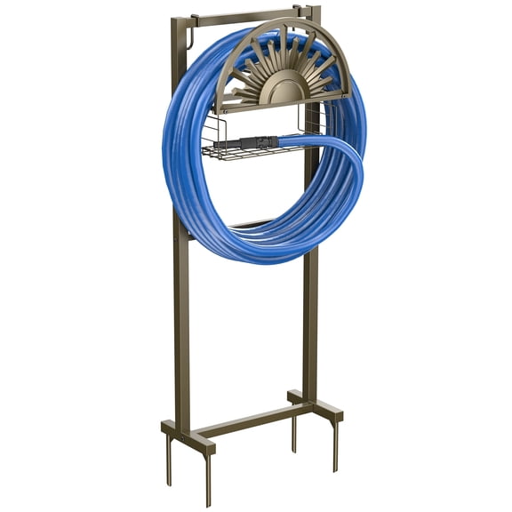 Outlandpro Garden Hose Holder Upgraded Water Hose Holder Stand with Storage Basket