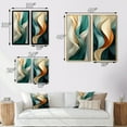 thumbnail image 4 of Designart "Vintage Teal Elegance Abstract Wave I" Abstract Shapes Framed Wall Art Set Of 2 - Transitional Blue Framed Canvas Set For Living Room Decor, 4 of 6