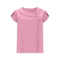 thumbnail image 5 of Mifsaly Short Sleeve Tops for Women Asymmetrical Collar Short Sleeve Linen Shirts Pleated Butt Closure Elegant Work Blouses Lightweight Everyday Vacation Summer Outfits XXL, 5 of 9