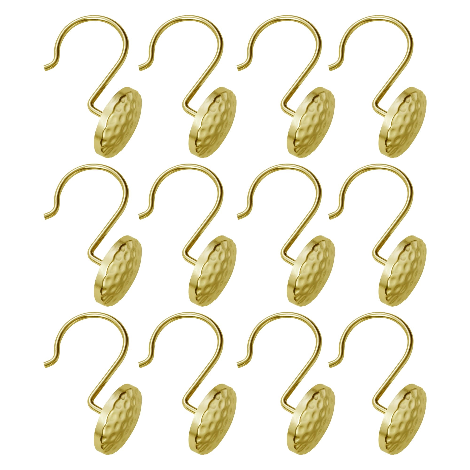 Utopia Alley HK28GD Rust Resistant Shower Curtain Hooks Rings for Bathroom, Gold - Set of 12