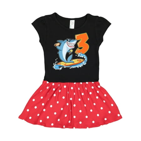 

Inktastic Third Birthday Surfing Shark with Hot Dog and Ice Cream Gift Toddler Girl Dress