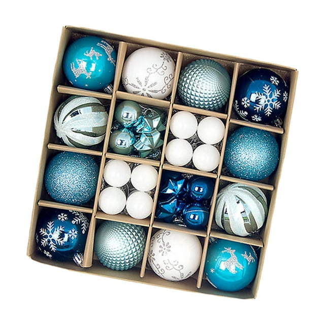 44 Uds bolas de Navidad adornos, decoración colgante para árbol de Navidad, bolas decorativas de Navidad, decoración de árbol de Navidad para fiesta d Azul