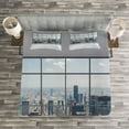 thumbnail image 3 of Ambesonne City Quilted Bedspread Set 3 Pcs, Big Window Downtown View, King Size, Grey White, 3 of 3