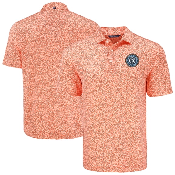 Men's Cutter & Buck  Orange New York City FC Pike Eco Flora Print Recycled Polo