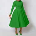 thumbnail image 2 of Oksale Holiday Party Dresses for Women Plus Size Flowy A Line Cocktail Dress Comfy Long Sleeve Winter Dresses Casual Elegant Midi Dress Green M, 2 of 8