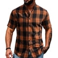 thumbnail image 2 of Busydd Plaid Shirts for Men Casual Stand Collar Button Down Shirt Men Fashion Short Sleeve Summer Shirts L, 2 of 10