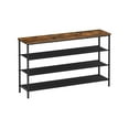 thumbnail image 1 of Byn 47 Inch Modern Shoe Rack, 4 Tier Adjustable Shelves, Black Steel, Brown, 1 of 1