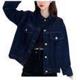 thumbnail image 2 of Vedolay Womens Coat Womens Fashion Solid Color Casual Long Button Down Pocket Denim Jacket,Blue L, 2 of 5
