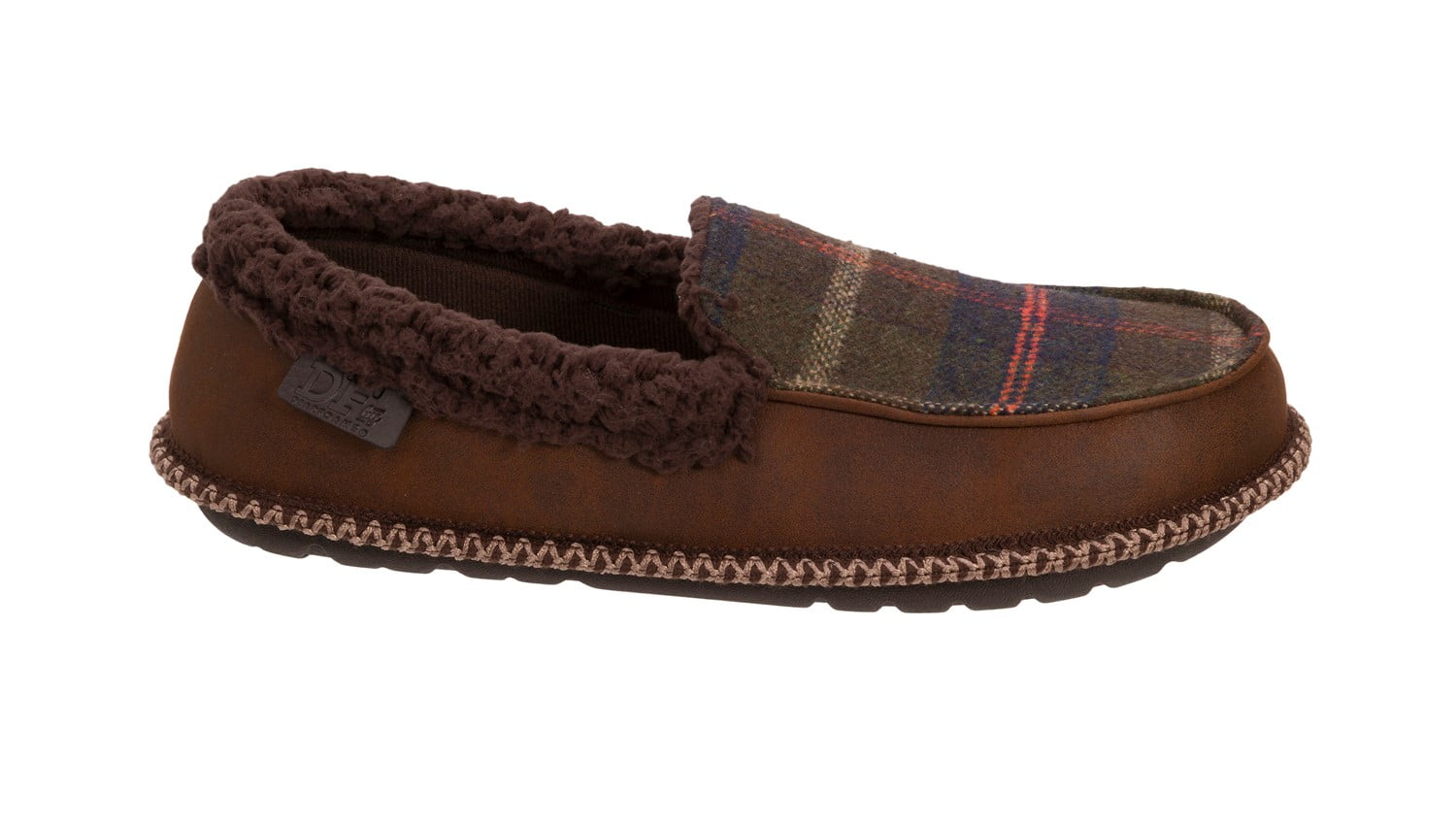 DF by Dearfoams Men's Plaid Moccasin Slipper