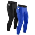 thumbnail image 1 of Runhit Leggings de Compresión para Hombre Pantalones de Compresión para Hombre con Bolsillo Mallas para Correr para Hombres Entrenamiento Atlético Térmico Invierno Biker Capa Base Azul Negro Paquete d, 1 of 5