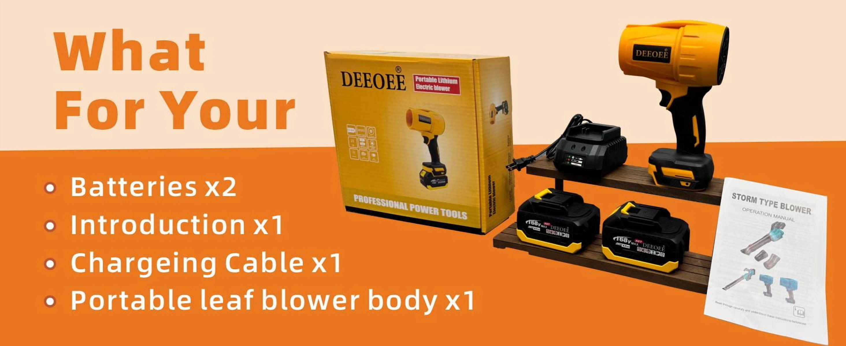 DEEOEEPortable Dust Cleaner, Leaf Blower Cordless, Handheld Blower, Hand Blowers for Lawn Care, Patio Cleaning, Leaves and Dust Blowing,  Battery and Charger Included