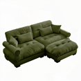 thumbnail image 5 of Modern Two-seater Sofa in Olive Green with Ottoman & Exquisite Armrests, for Ultimate Comfort, 5 of 12