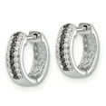 thumbnail image 2 of 14k White Gold Black and White Diamond Hinged Hoop Earrings 14k White Gold Earrings, 2 of 2