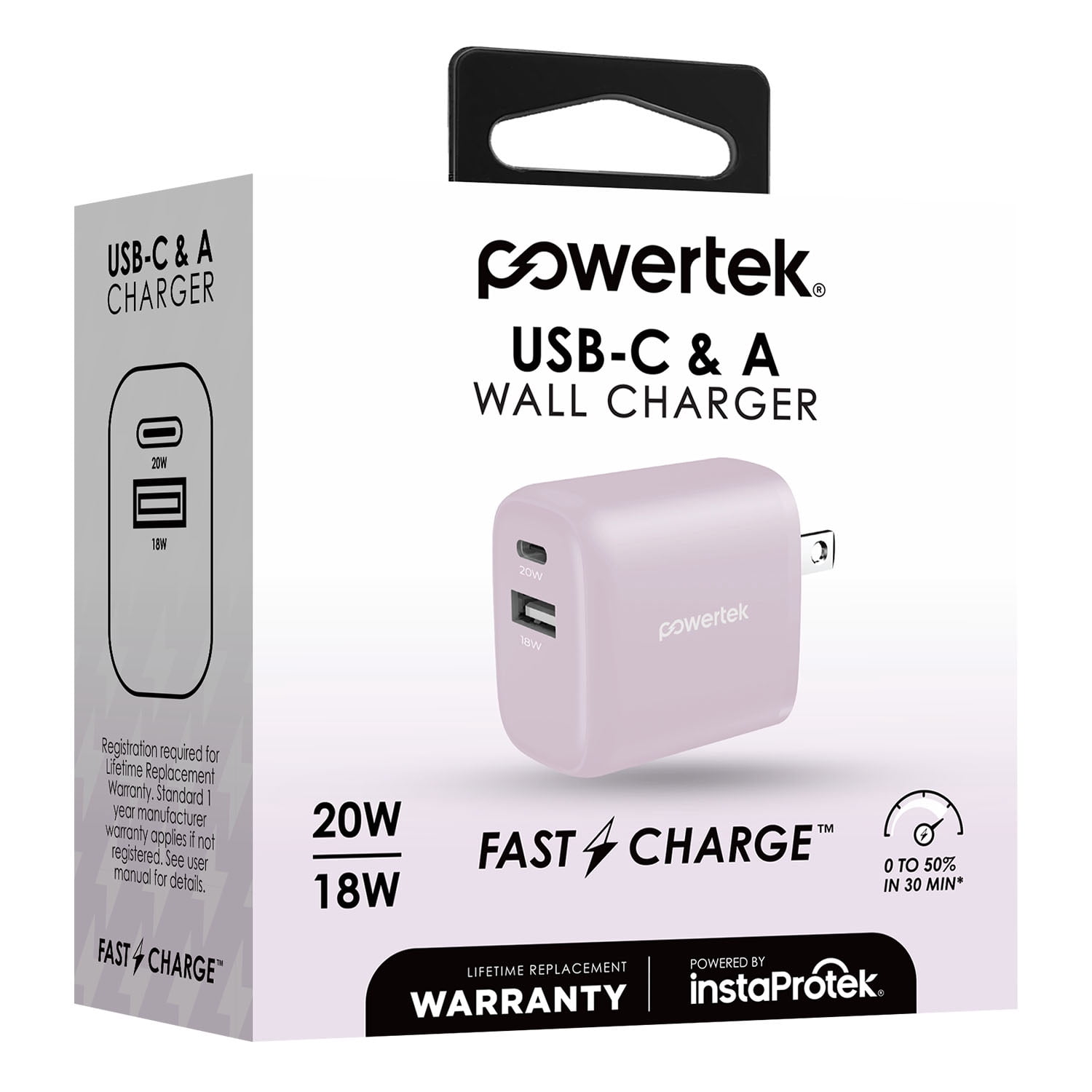 Liquipel Powertek Retro 20W Combo Wall Charger - Pink
