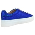thumbnail image 3 of La Sheelah Women’s Rhinestone Platform Sneakers – Sparkly Glitter Fashion Shoes, Bling Casual Lace-Up Sneakers, Crystal Streetwear Flatform Shoes DOLCE-66 Royal Blue 7.5, 3 of 5