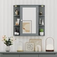 thumbnail image 5 of Gymax Bathroom Mirror Cabinet Wall Mounted Medicine Cabinet w/ Mirrored Door & 4 Interior Shelves Grey, 5 of 9