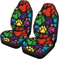 thumbnail image 6 of Pzuqiu Colorful Dog Paw Car Seat Cover Auto Accessories Interior 4Pcs, Front Seat Protector, Auto Seat Rear Split Bench Cover Universal Automotive Seat Cover Accessories, 6 of 7