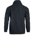 thumbnail image 6 of Aran Merino Wool Collared Irish Sweater Men's Knitted Pullover with Drawcords Made in Ireland, 6 of 7