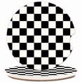 thumbnail image 1 of wonima02 Absorbent Car Cupholder Coaster 2 Pack, Cute Car Coasters with a Finger Notch for Women & Men,2.56" Ceramic Stone & Non-Scratch Cork Base Drink Coasters (Checkerboard), 1 of 1