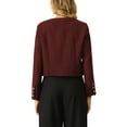 thumbnail image 3 of BLAZER CORTO DE TRABAJO PARA MUJERES INSPIRE CHIC DE MANGA LARGA ELEGANTE CHAQUETA DE TWEED XL ROJO VINO, 3 of 5