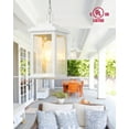 thumbnail image 4 of VIANIS White Outdoor Pendant Light, Farmhouse Hanging Light Fixtures Ceiling Mount Porch Light, Anti-Rust Aluminum Frame with Temperate Ripple Glass, Hanging Lights for Outside Patio for Gazebo, 4 of 7