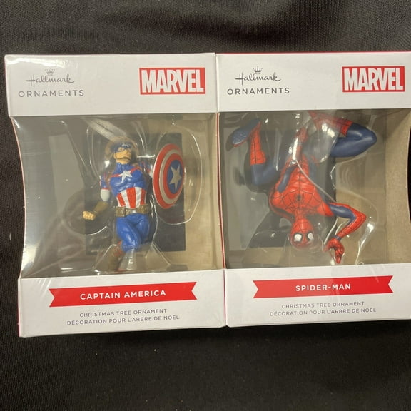 Spiderman & Captain America Oranaments By Hallmark Sold As A Set