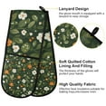 thumbnail image 2 of Yayeee Double Oven Mitt Kitchen Heat Resistant Baking 35" x7" Quilted Glove, Green Flowers Pattern, 2 of 6
