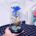 thumbnail image 5 of Beiou Glass w/LED Light, Colorful Blue Artificial Flower, Gift for Mother's Day, Valentine's Day, Wedding Anniversary, 5 of 10