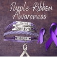 thumbnail image 2 of Cancer Awareness Purple Ribbon Bracelet, Pancreatic Cancer Bracelet, Awareness Bracelet, Survivor Gift for Women, 2 of 5