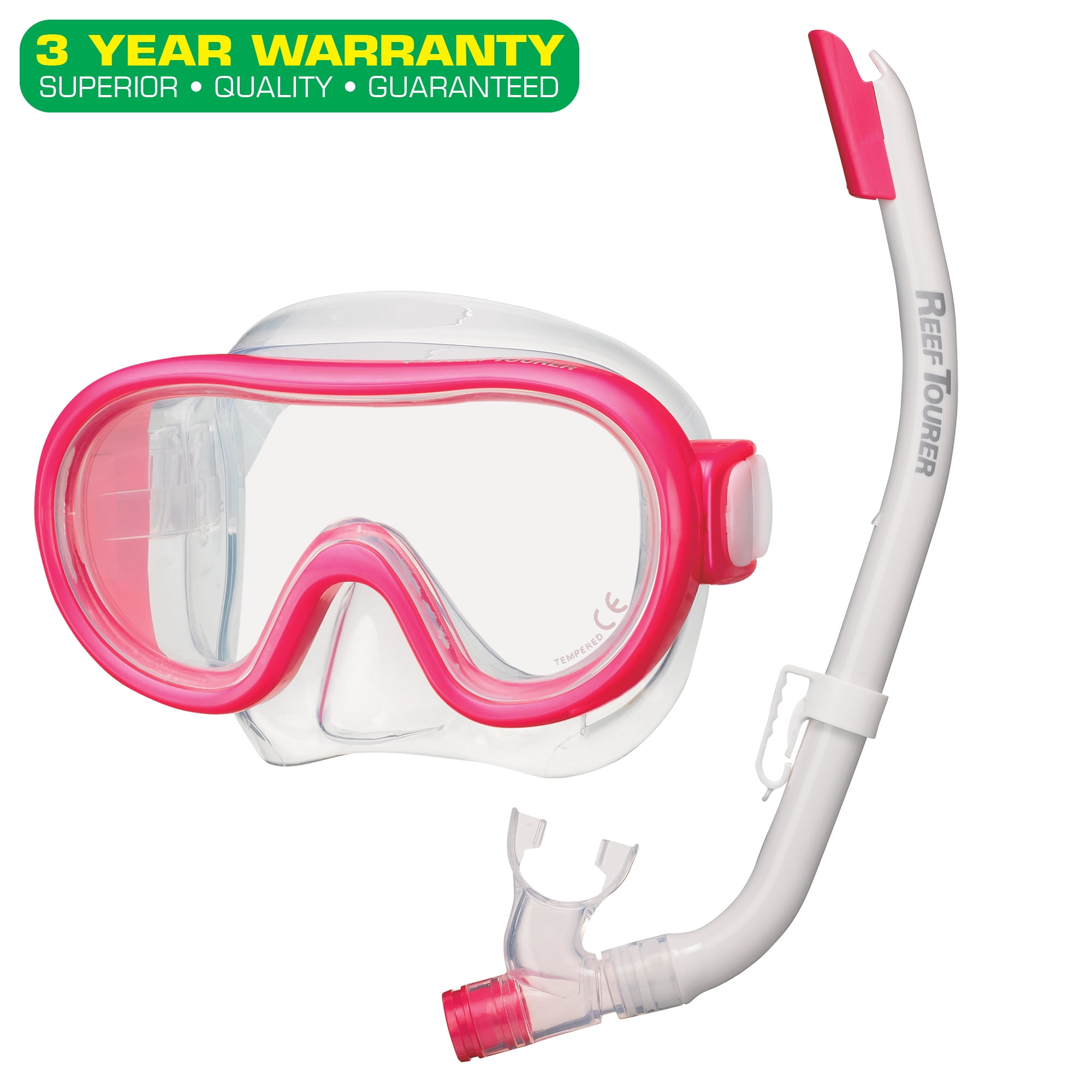 Reef Tourer Youth Single-Window Mask & Snorkel Combo Set for Kids by Tabata USA, Inc.