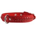 thumbnail image 3 of High Quality Genuine Leather Braided Studded Dog Collar, Red 1.25" Wide. Fits 16"-20.5" Neck., 3 of 3