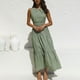 thumbnail image 2 of Vestido hasta el tobillo liso sin mangas elástico con cuello redondo bohemio a la moda para mujer Fridja hj2995, 2 of 9