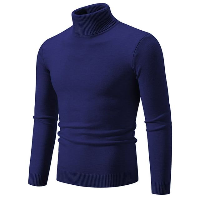 HAiming Mens Sweaters Solid Color Turtleneck Long Sleeve Knitted Pullover Tops Plus Size Casual Winter Warm Blouse