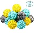 thumbnail image 2 of Bola de ratán, 15 piezas de bolas de mimbre de 2 pulgadas, bolas decorativas, rellenos de jarrón, azul claro + gris + amarillo-azul claro + gris + amarillo- oso de fresa Electrónica, 2 of 5