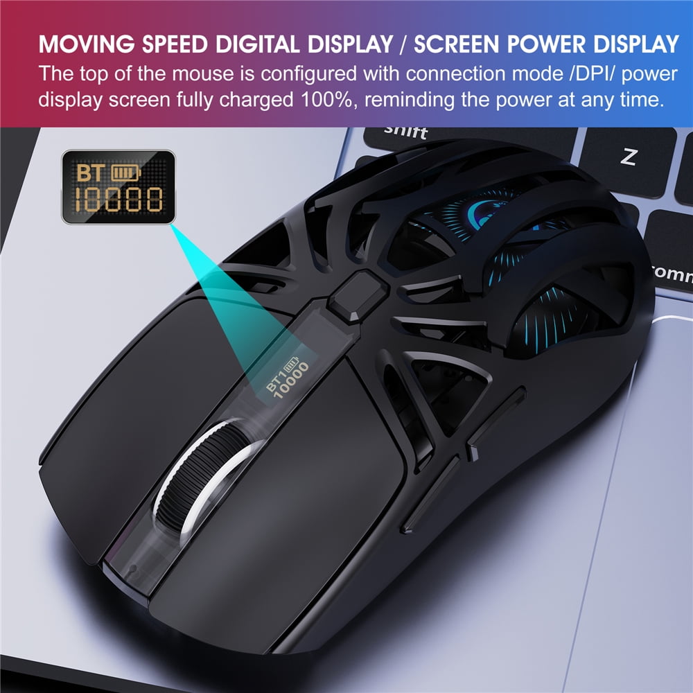 Wireless Gaming Mouse, 10000DPI , 2.4G/USB-C/Bluetooth 5.3 Gaming Mouse Rechargeable Gaming Office Mice for PC