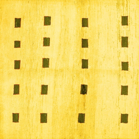 Ahgly Company Indoor Square Solid Yellow Modern Area Rugs, 7' Square