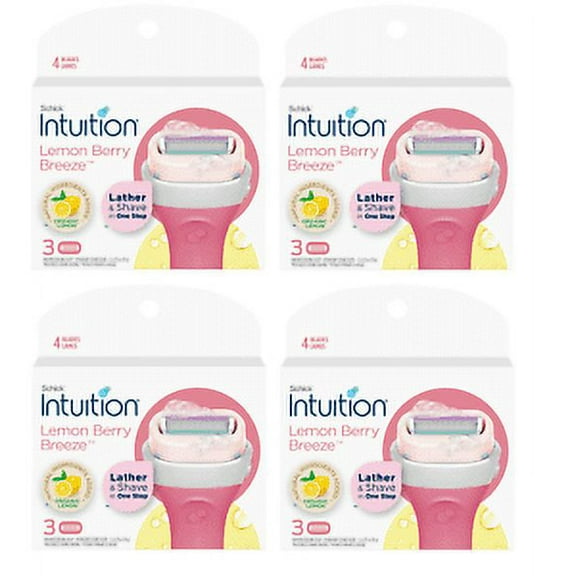 Schick Intuition Lemon Berry Breeze Refill Blade Cartridges for Women, 12 Ct