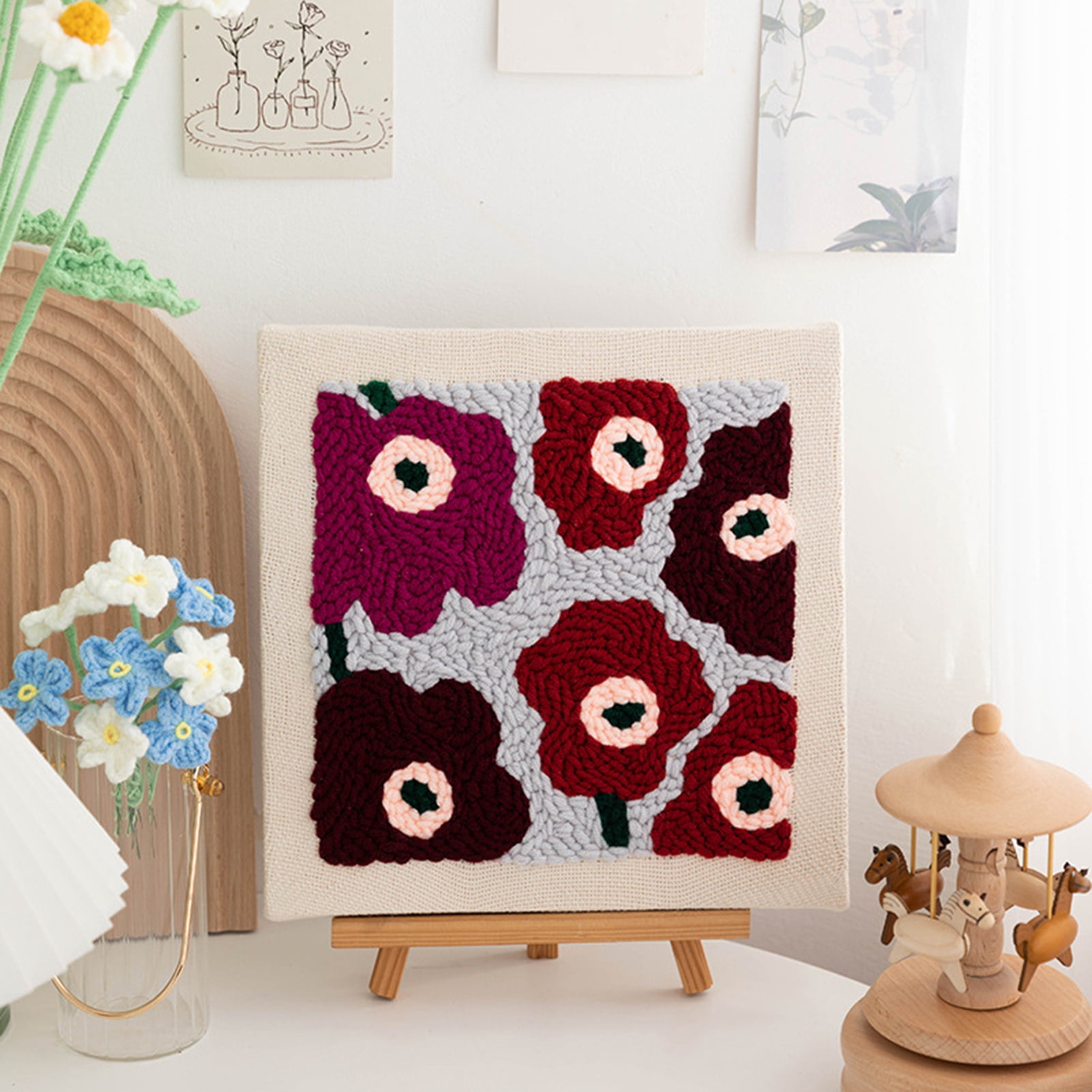 Punch Stitch Kit for Adults Complete Punch Stitch Kit with Floral Patterns Diy Punch Needle Set for Adults Beginners Punch Needle Kit for Beginners