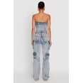 thumbnail image 4 of Womens Acid Wash Denim Multi Cargo Pocket Strapless Jumpsuit, 4 of 4