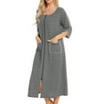 thumbnail image 4 of XMMSWDLA Women Robes Zipper Front Nightgown Half Sleeve House Dress Full Length Housecoat with Pockets Loungewear Soft Pajamas for Women, 4 of 6