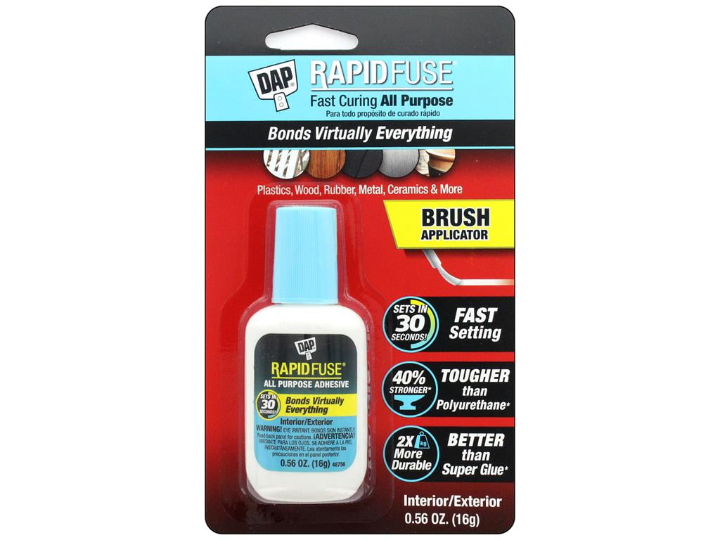 DAP RapidFuse All Purpose Adhesive, Clear, Brush, 0.56 oz