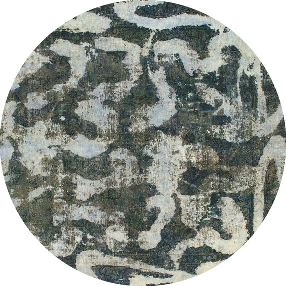 Ahgly Company Indoor Round Abstract Dark Gray Abstract Area Rugs, 7' Round
