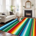 thumbnail image 2 of Large Area Rugs for Living Room Bedroom, Mexican Stripes 6'x9' Rug Washable Carpet Runner Indoor Outdoor, Colorful Striped Mexican Fiesta Theme Non Slip Floor Mats Rug for Kitchen, Playroom, 2 of 8