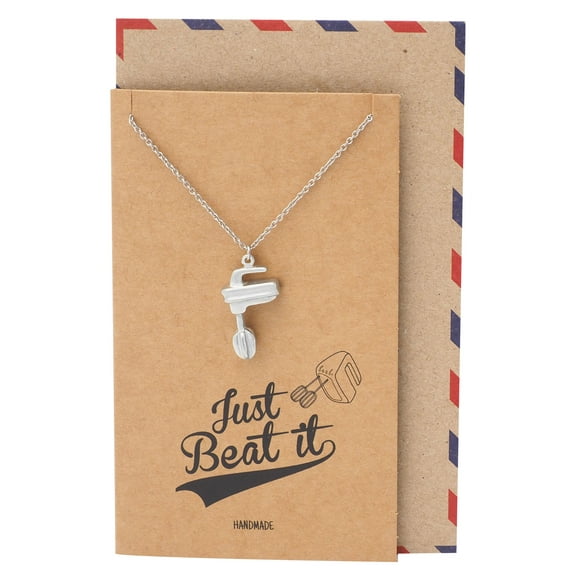 Quan Jewelry Baker Necklace with Mixer Pendant Best Gift for Cook and Bakers - Silver tone