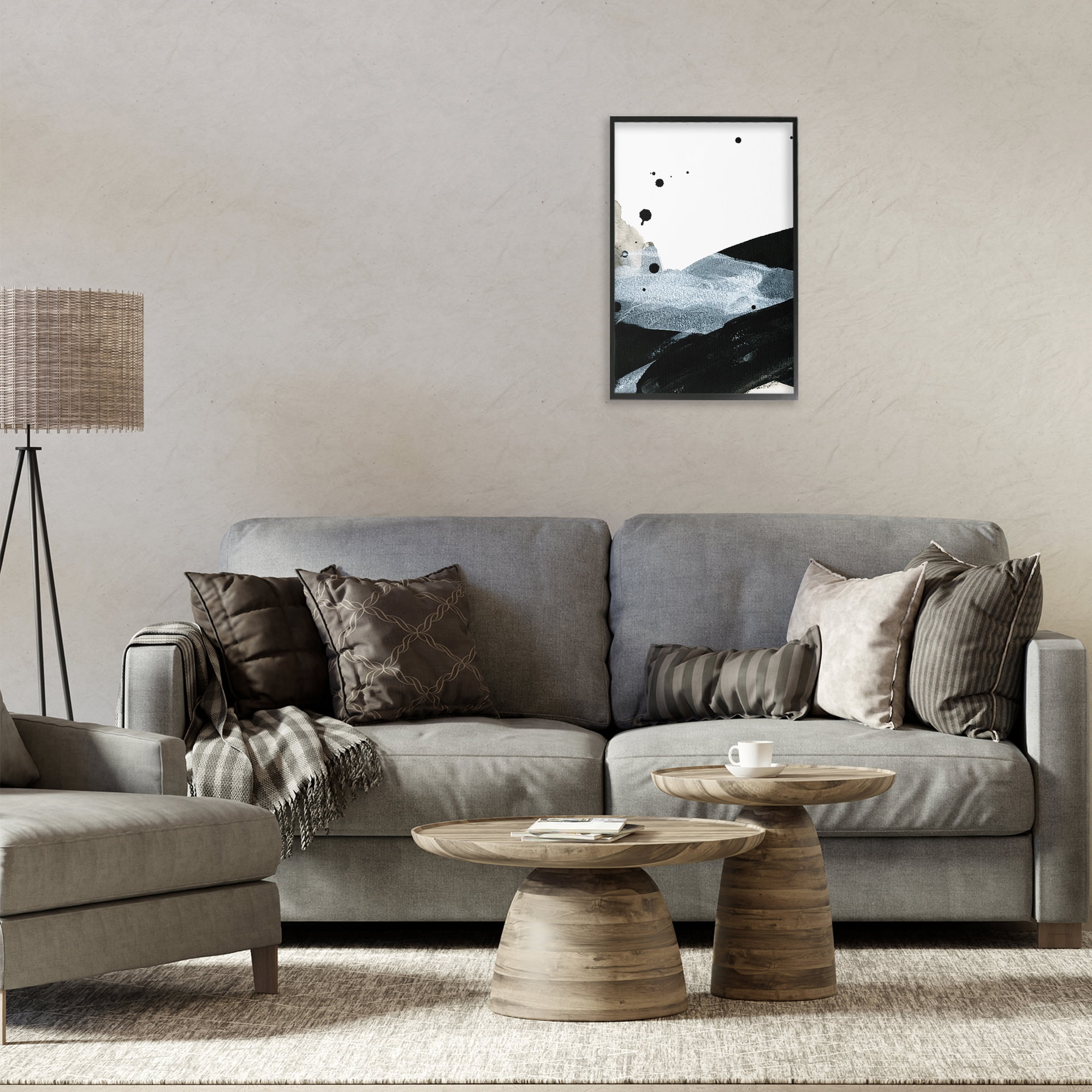 Stupell Industries Murky Gradient Movement Abstract Painting Black Framed Art Print Wall Art, 16 x 24