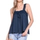 thumbnail image 1 of INSPIRAR CHIC Top sin mangas de mujer con panel de encaje, cuello cuadrado, fluido y con volantes, azul oscuro M, 1 of 6
