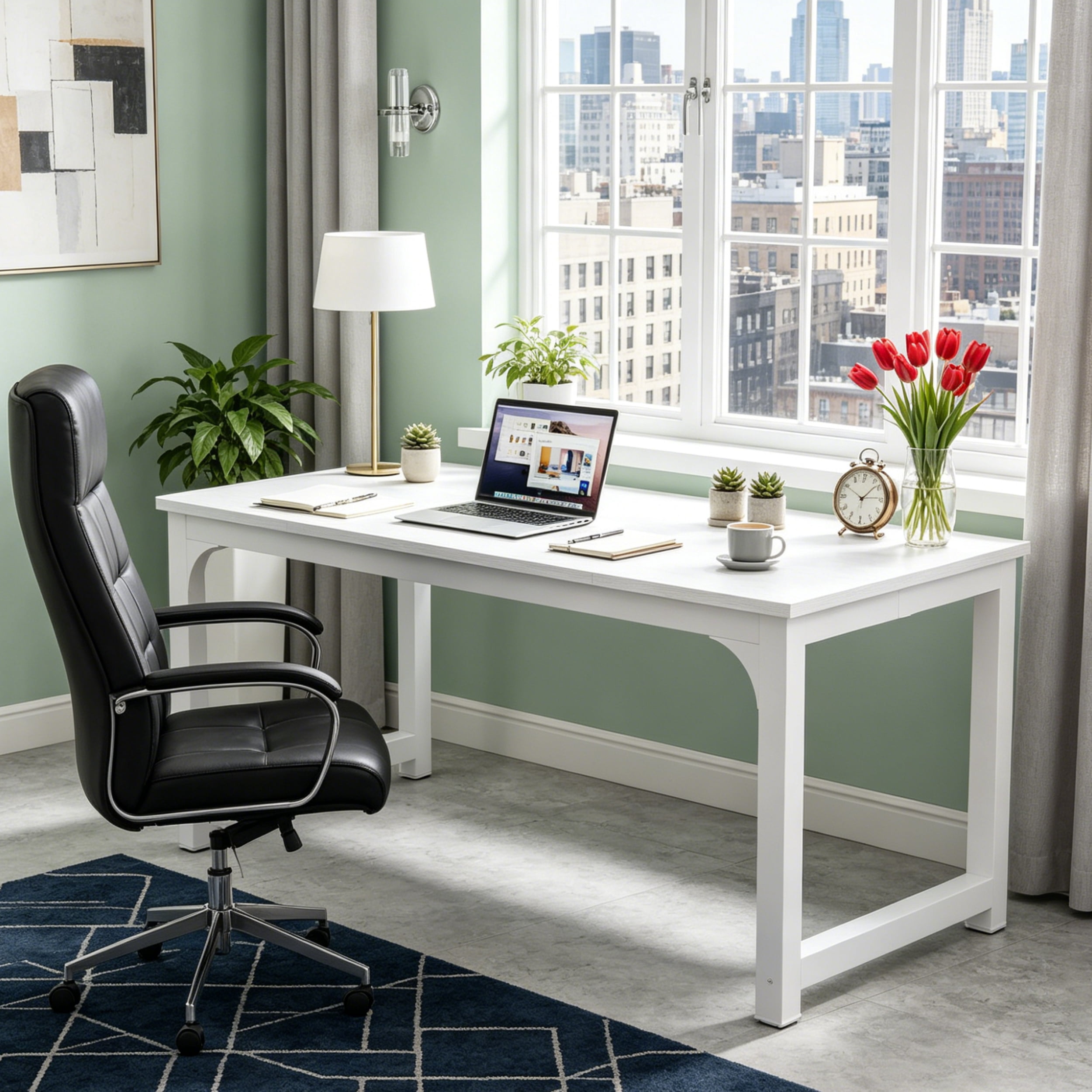 Fnova 70.87'' Extra Large Executive Desk, Home Office Computer Workstation with Thickened Metal Frame, Multipurpose for Conference, Dining, Home Office & Business Use