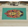 thumbnail image 1 of Zoo Decorative Rug, Colorful Animals Geometric Diamond Face Lions Mane Safari Wildlife Theme Image, Quality Carpet for Bedroom Dorm and Living Room, 6 Sizes, Turquoise, by Ambesonne, 1 of 1